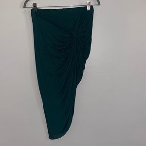 Forest Green one-sided open long skirt